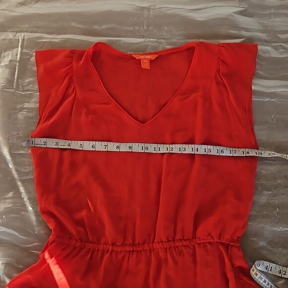 Joe Fresh Ladies Silk Blouse Elastic Waist With Peplum Hem Small Red - Picture 6 of 16